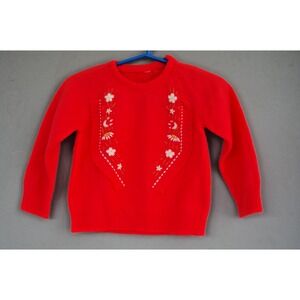 Baby Girl Vtg‎ 70s 80s Sweater Scalloped Floral 3-6 Mos Layette
